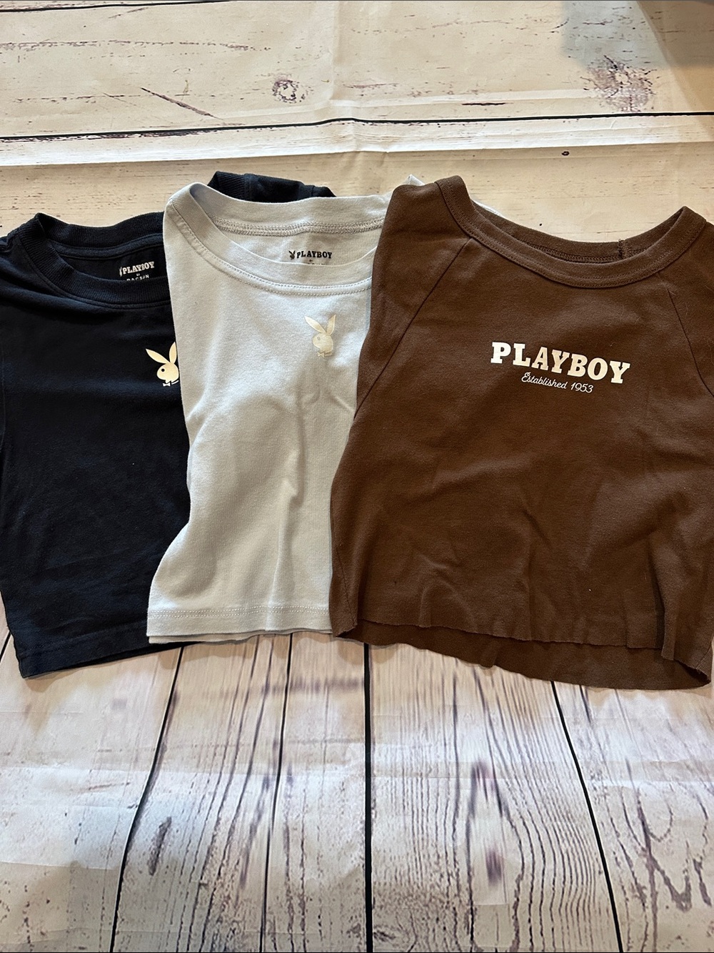 PLAYBOY Pacsun Cropped Tee with White Logo